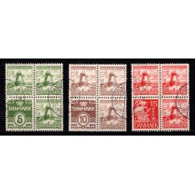 Dybbøl Mølle. Fireblokke x 3. Stemplet.